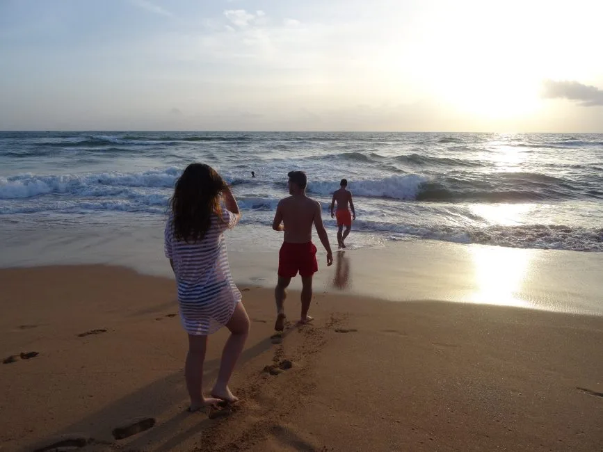 Beach at sunset in Bentota Sri Lanka