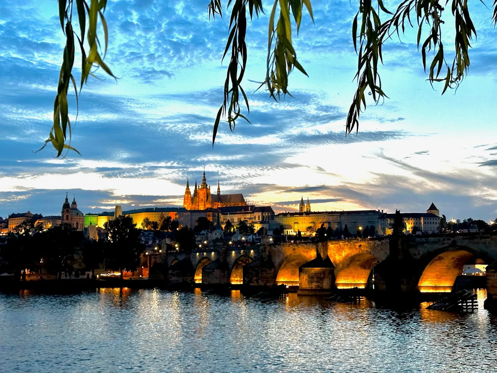 Prague Castle Charles Bridge sunset
