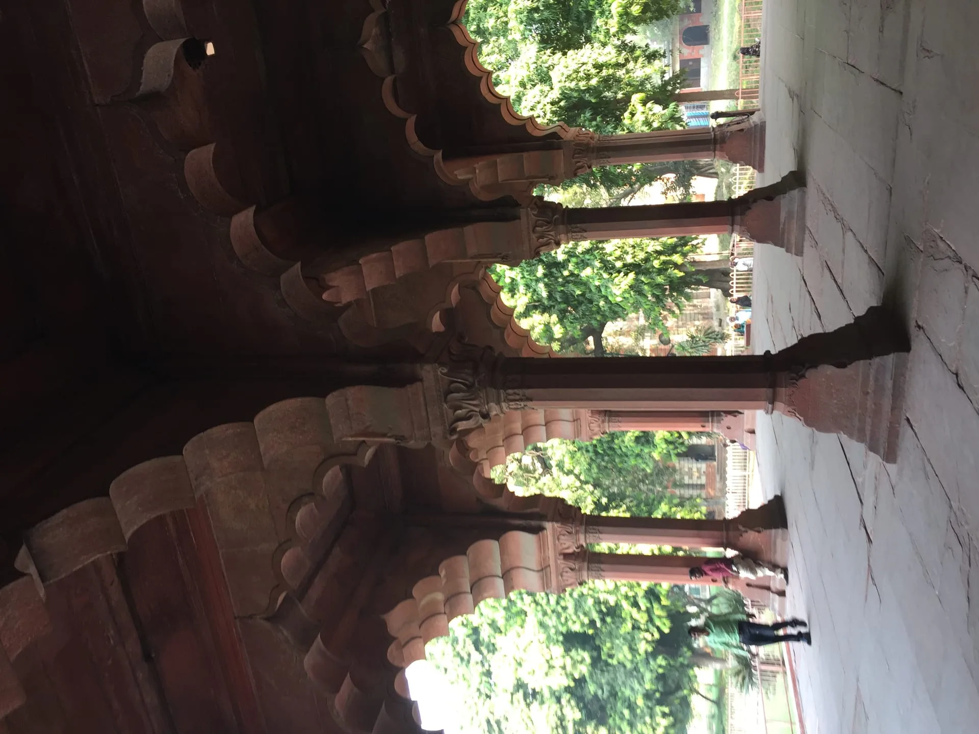 Red sandstone arches columns