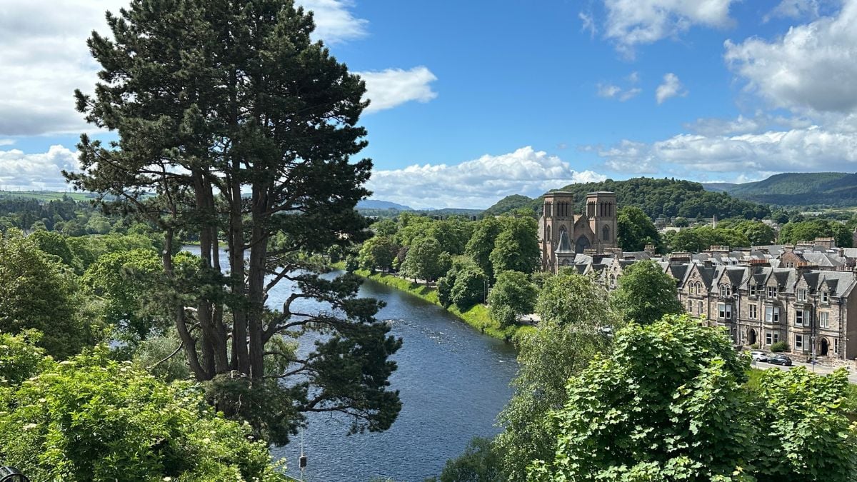 River Ness flowing through Inverness with the cathedral in the background