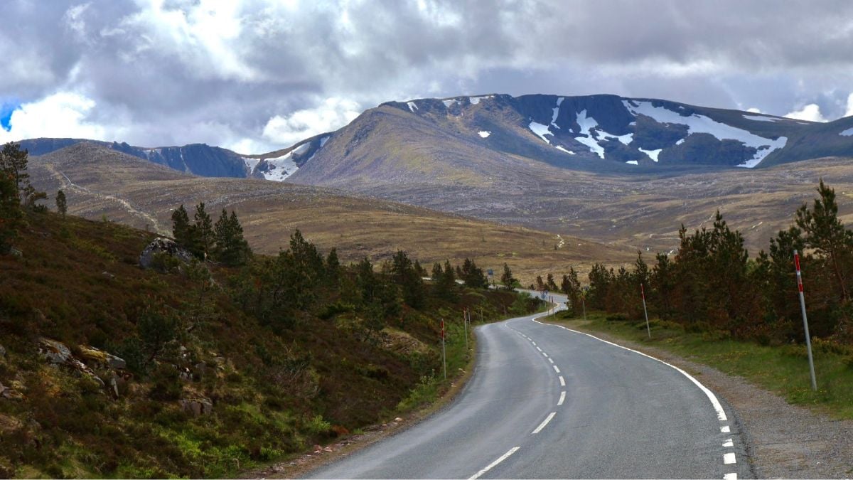 Scenic mountain road through the North Scotland Highlands