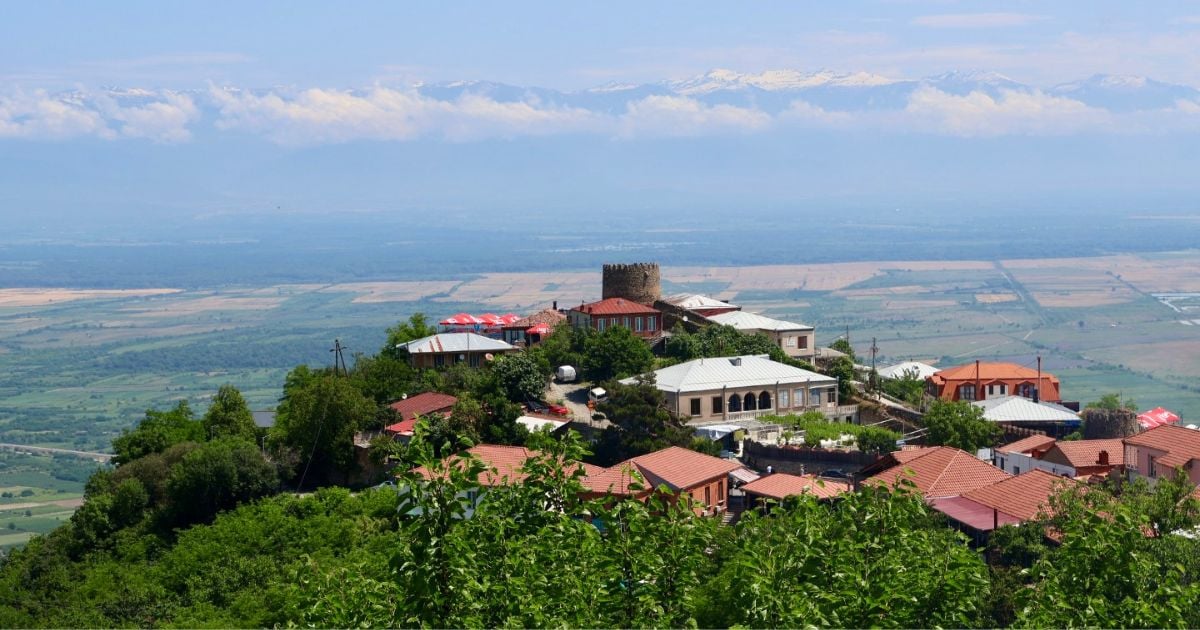 sighnaghi hilltop village panorama