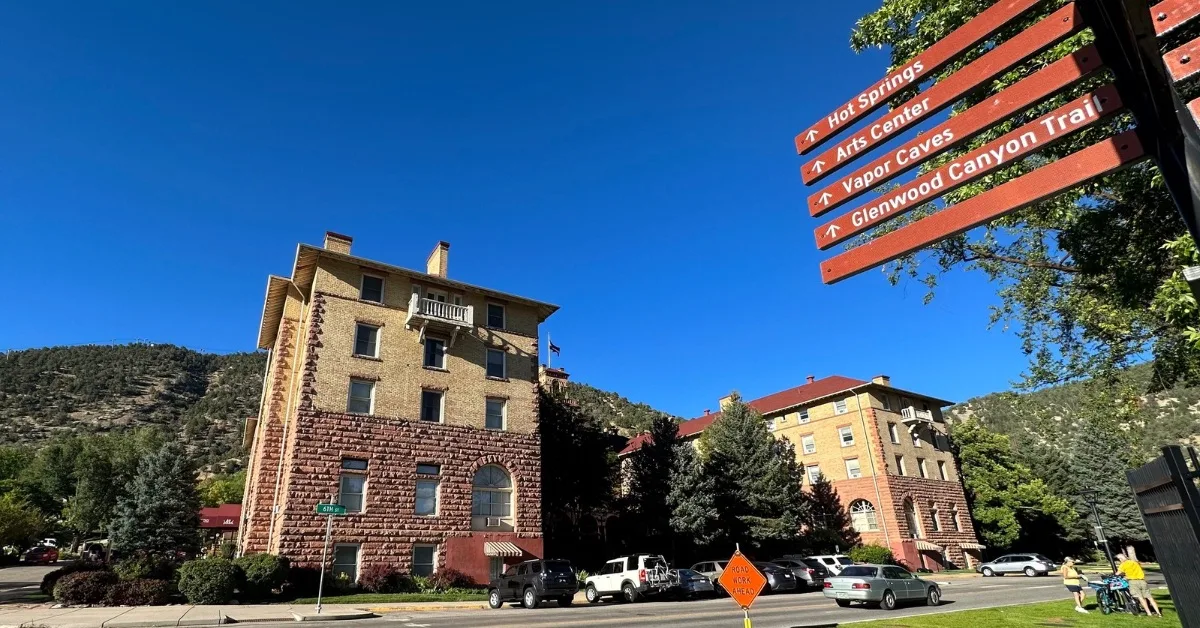 Signage to main attractions in Glenwood Springs Colorado.