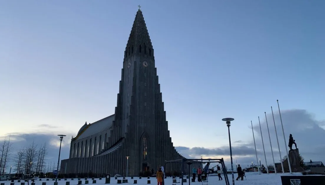 Hallgrímskirkja Church built to reflect basalt rock column slabs.
