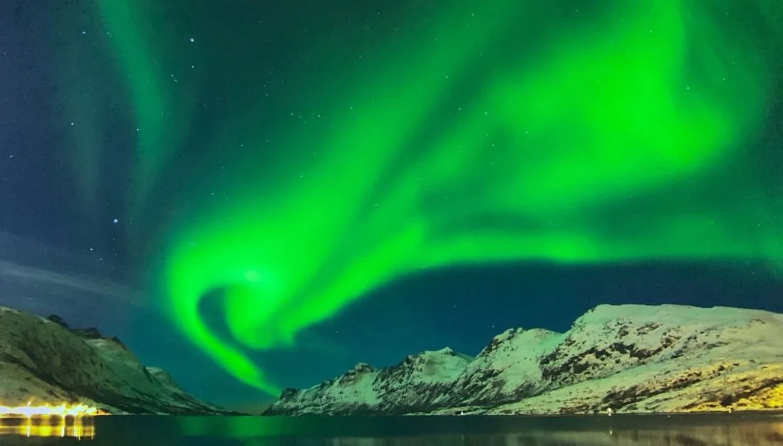 Northern Lights near Reykjavik Iceland.