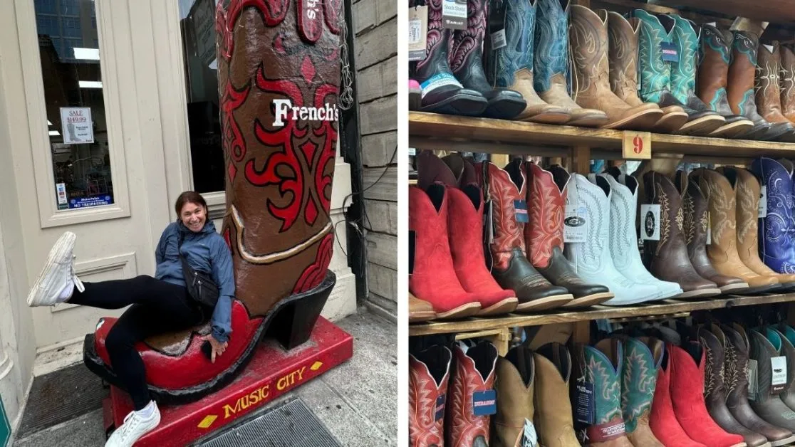 Rows of cowboy boots.