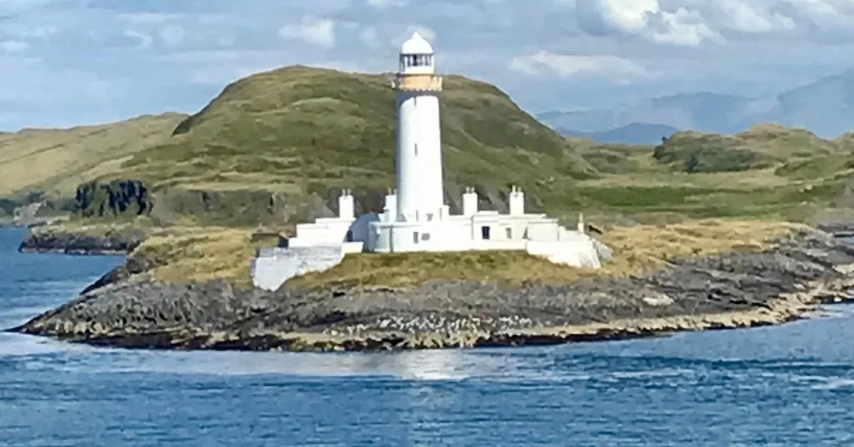 A lighthouse on Lismore Island near to the coast of Oban.