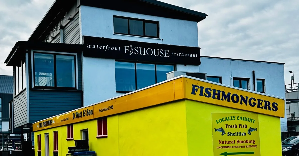 View of Waterfront Fishhouse Restaurant in Oban Scotland.