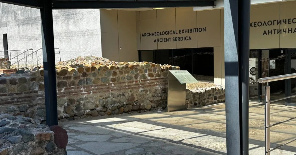 Entrance to ancient Serdika Roman ruins within the city of Sofia’s main metro station.