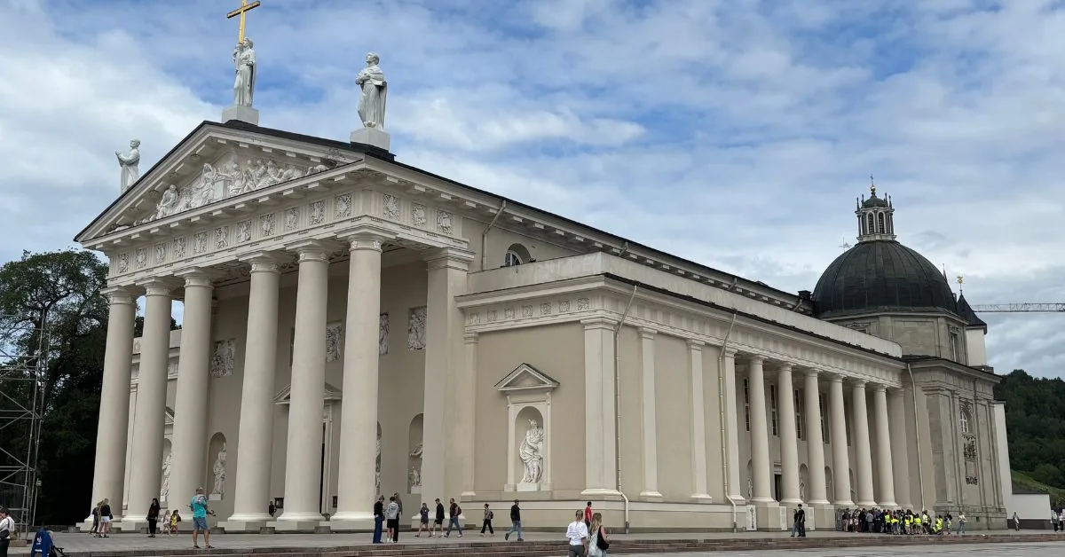 Huge Pillared church in Cathedral Square in Vilnius