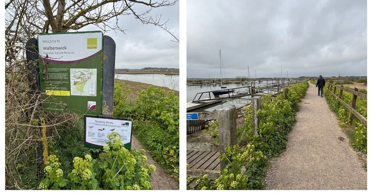 Pathways and signs for the Nature Reserve in Walberwick