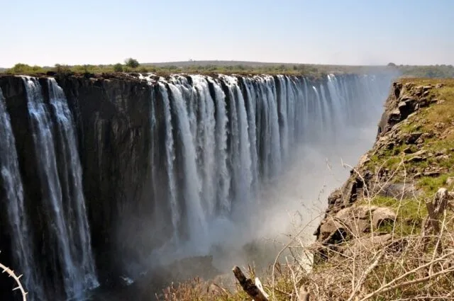 Water gushing over the gorges of Victoria Falls in Zimbabwe.