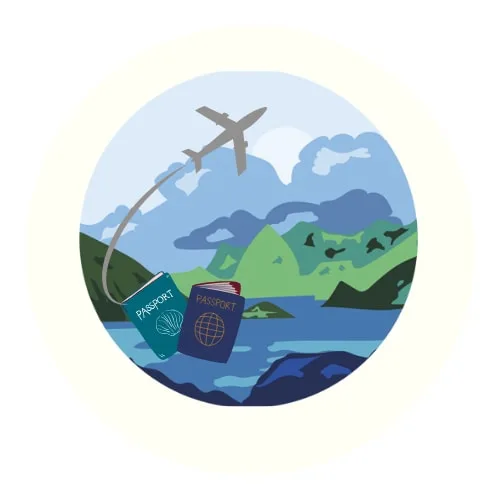 Jude and Ruby travel personality illustration