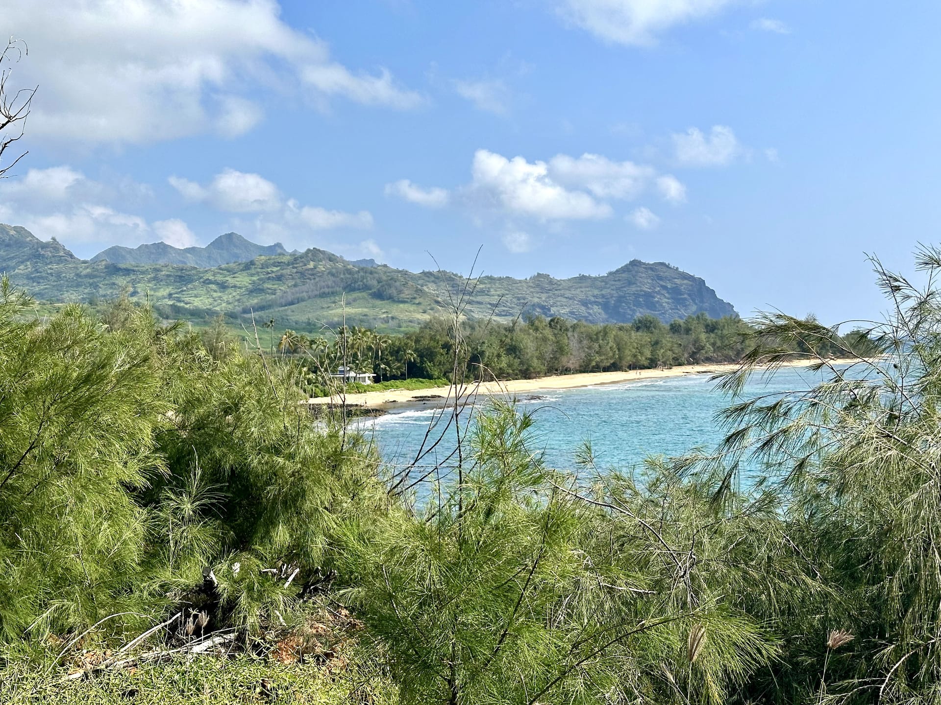 Coastal southern Kauai landscape with mountains