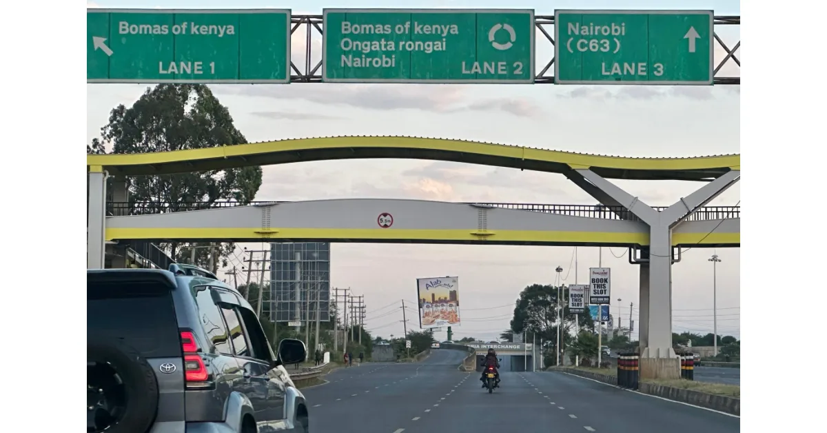 Road Sign On A Main Highway in Nairobi