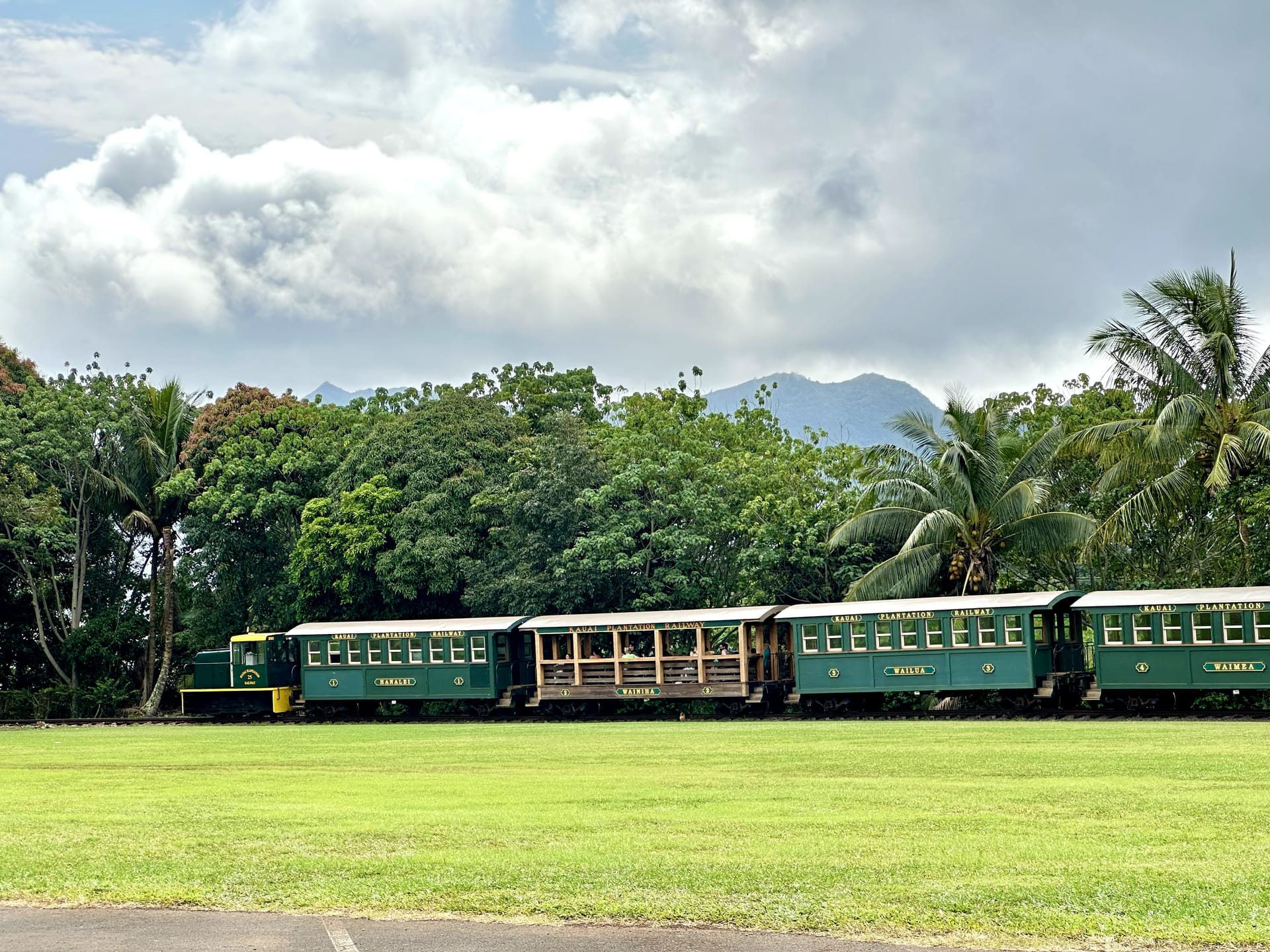 Kauai Plantation Railway vintage green train