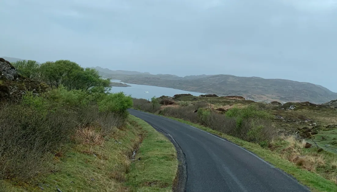 A typical road on Mull which is the main route on the island.