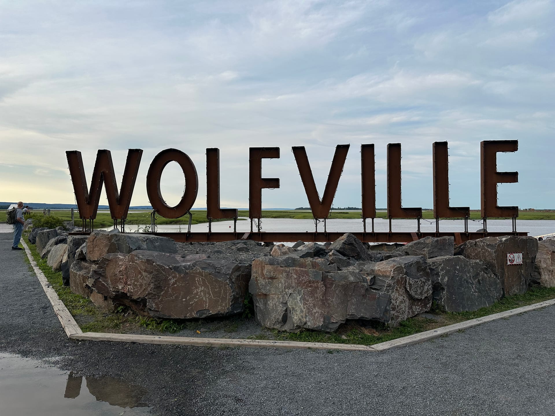 Welcome sign for the town of Wolfville, Nova Scotia