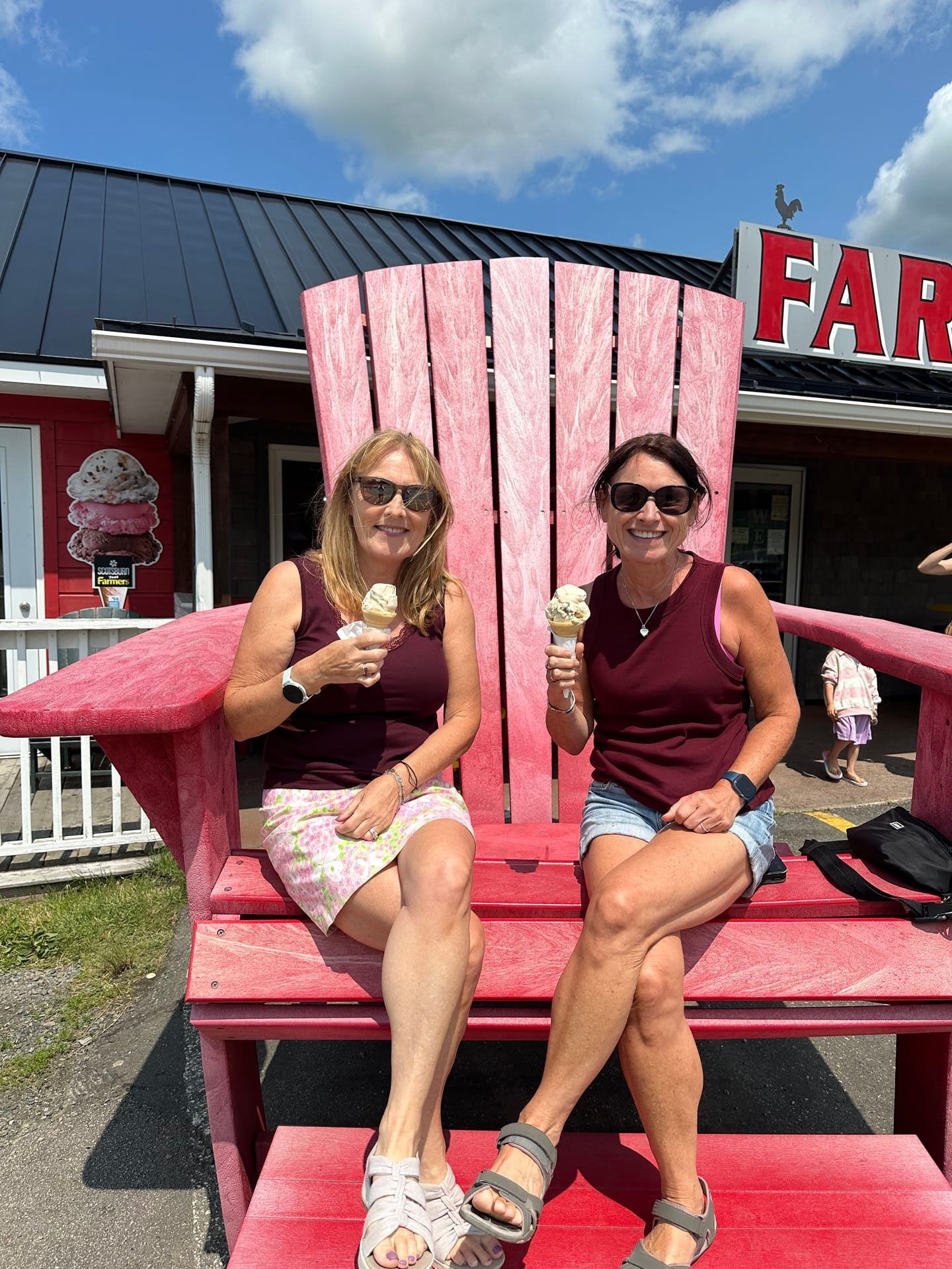 Enjoying ice cream at the Farmers Daughter country store
