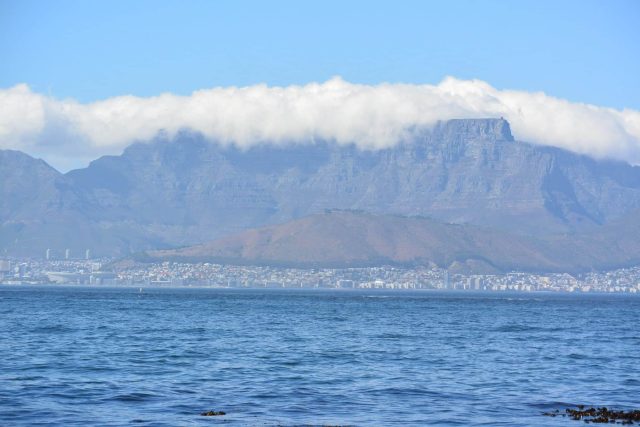 CapeTown from a boat sailing back from Robben Island