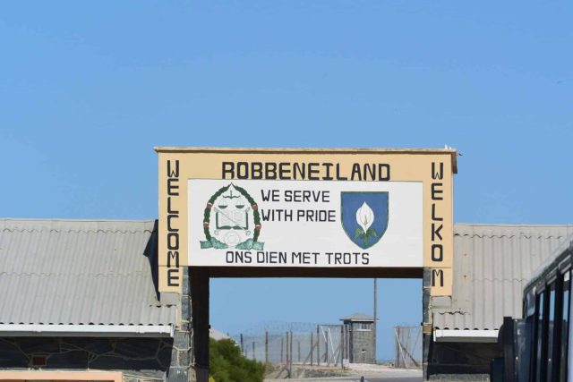 A sign welcoming visitors to Robben Island South Africa