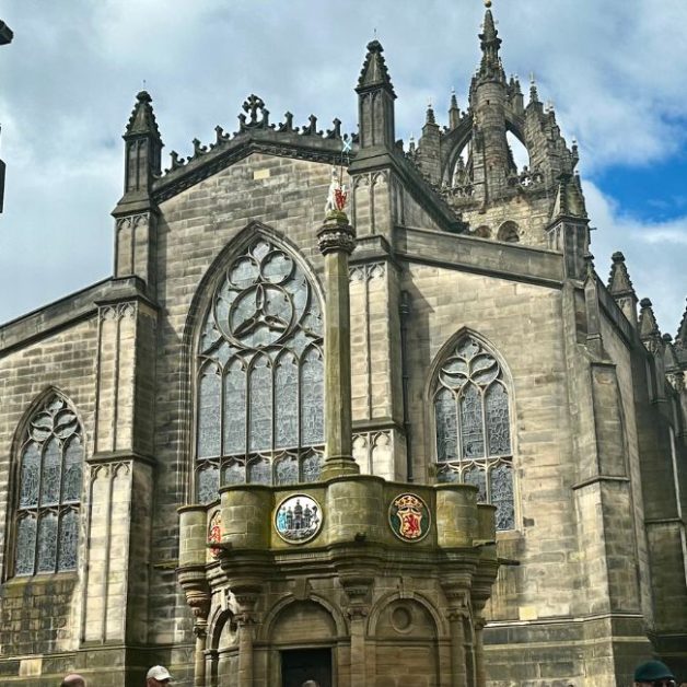 Gothic spires of St Giles Cathedral on the Royal Mile Edinburgh.