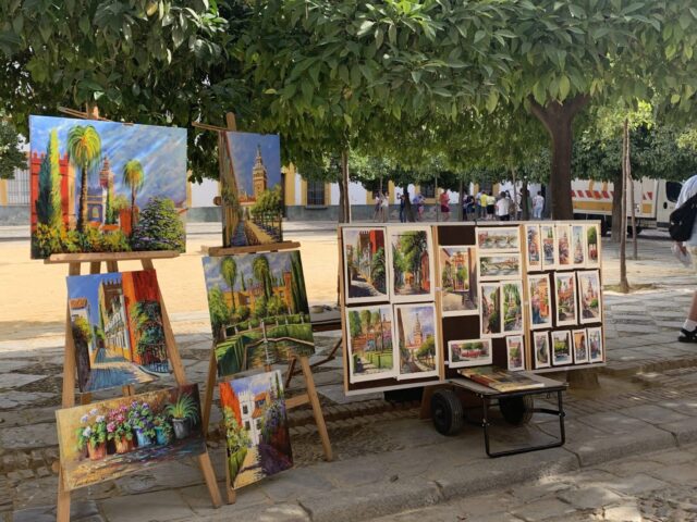 Artwork displayed in a street in central Seville.