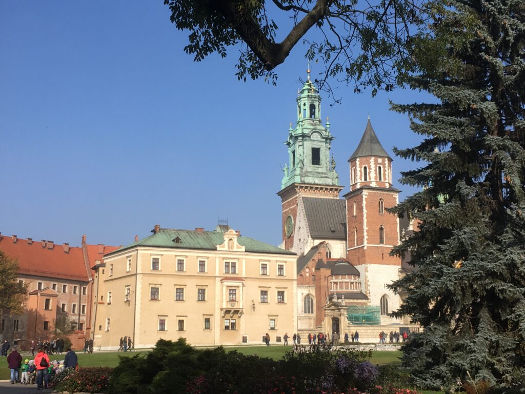 Churches dominate the skyline in Krakow Poland.