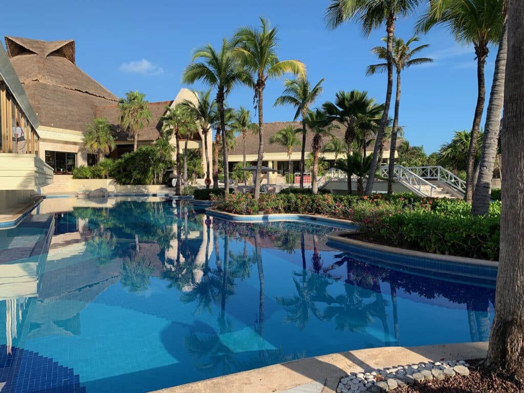 Pool and resort rooms in carribean coast of Mexico