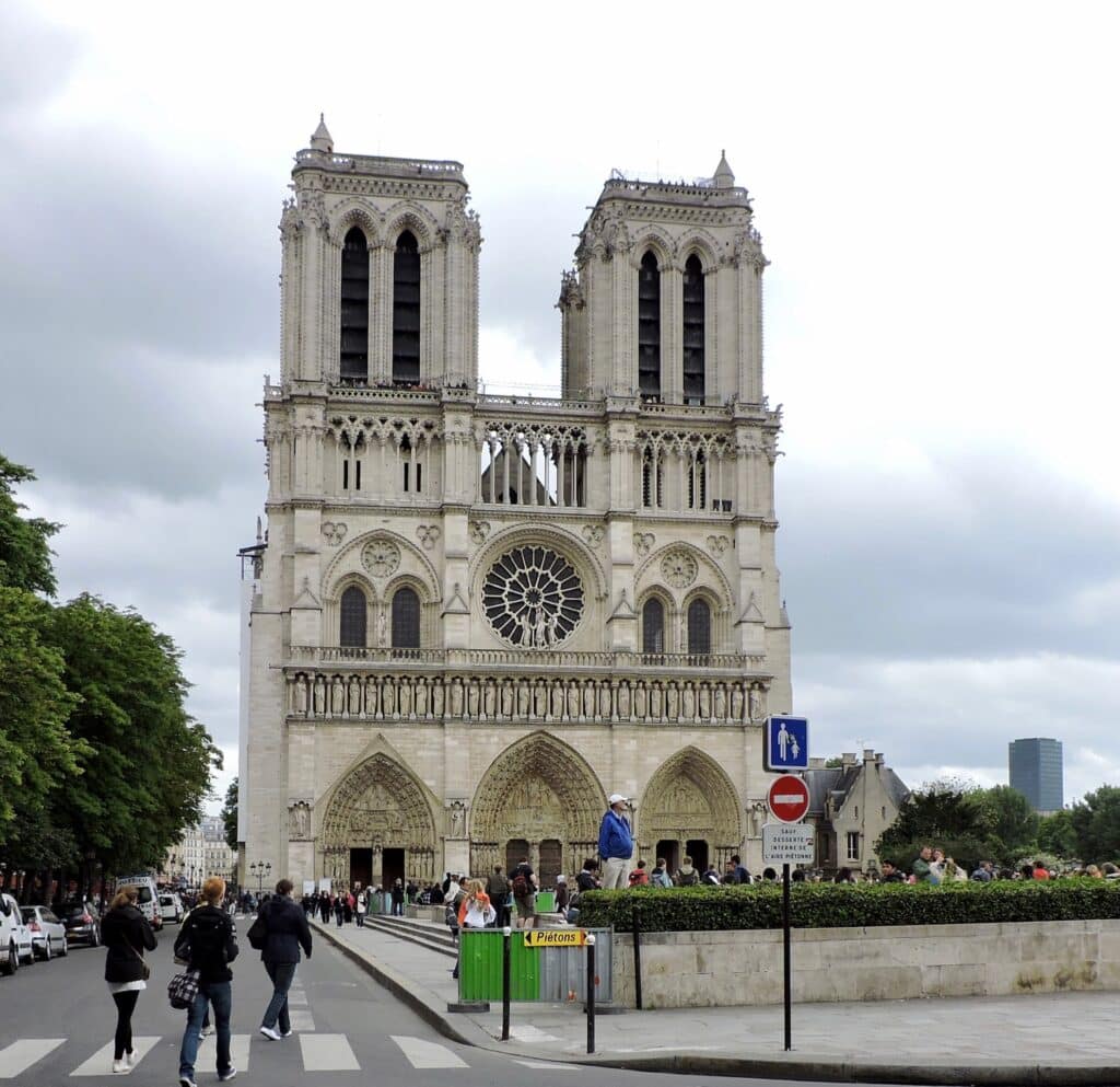 Notre Dame Cathedral before the fire that destroyed much of the original ancient church.