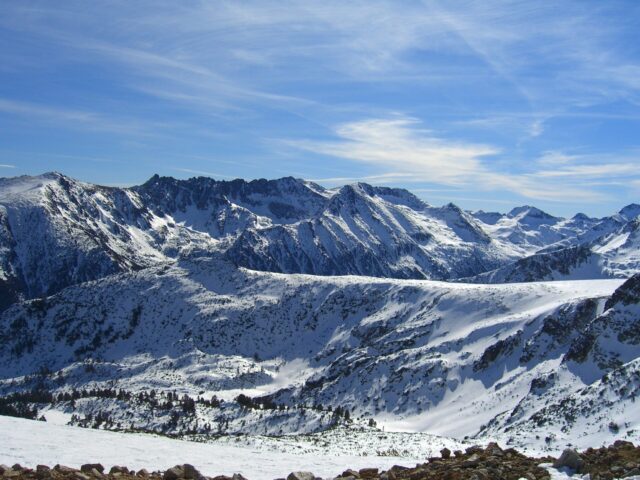 Mountains in Bansko Bulgaria which are popular for skiing.