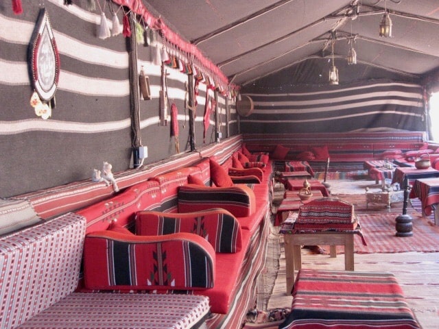 An overnight desert camp in Jordan.