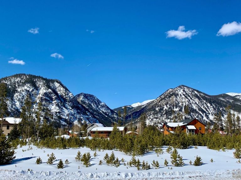 Snow covered peaks of Rocky Mountains Colorado