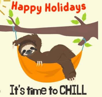 Cartoon with sloth in a hammock.