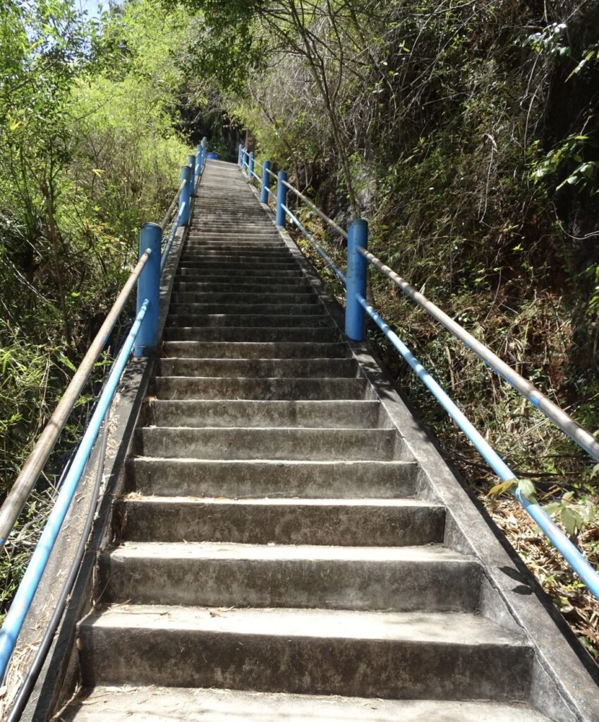 A set of 1260 steps to the top of a temple in Krabi, Thailand.