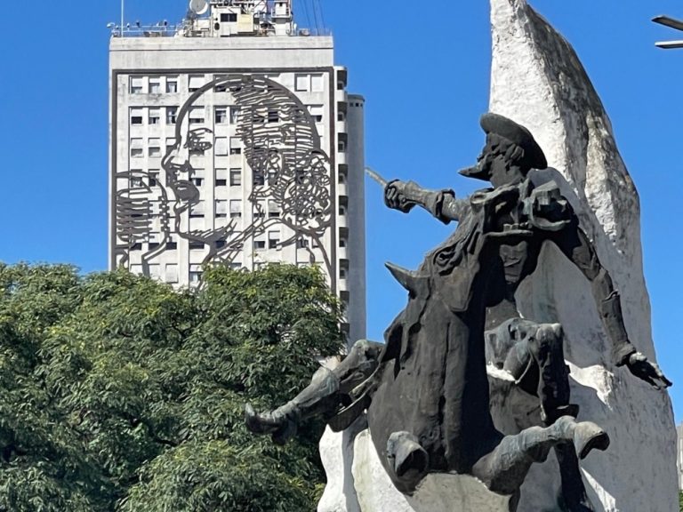 Statue of Evita and Pirate in central Buenos Aires