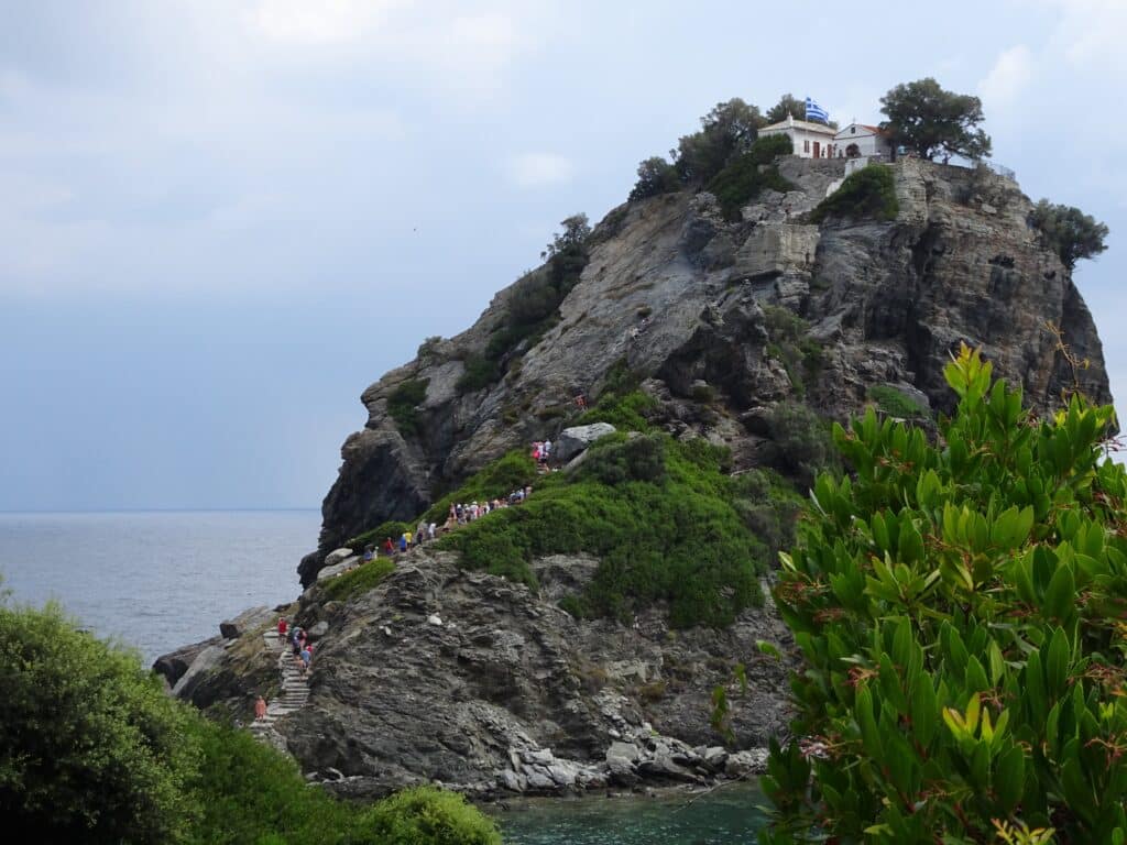 Church perched on top of a mountain in Greece