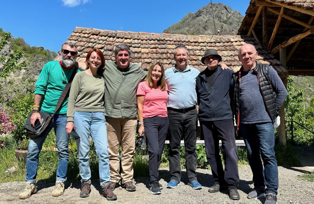 Guests and hosts at Nika Vacheishvili's Guest House in Georgia.