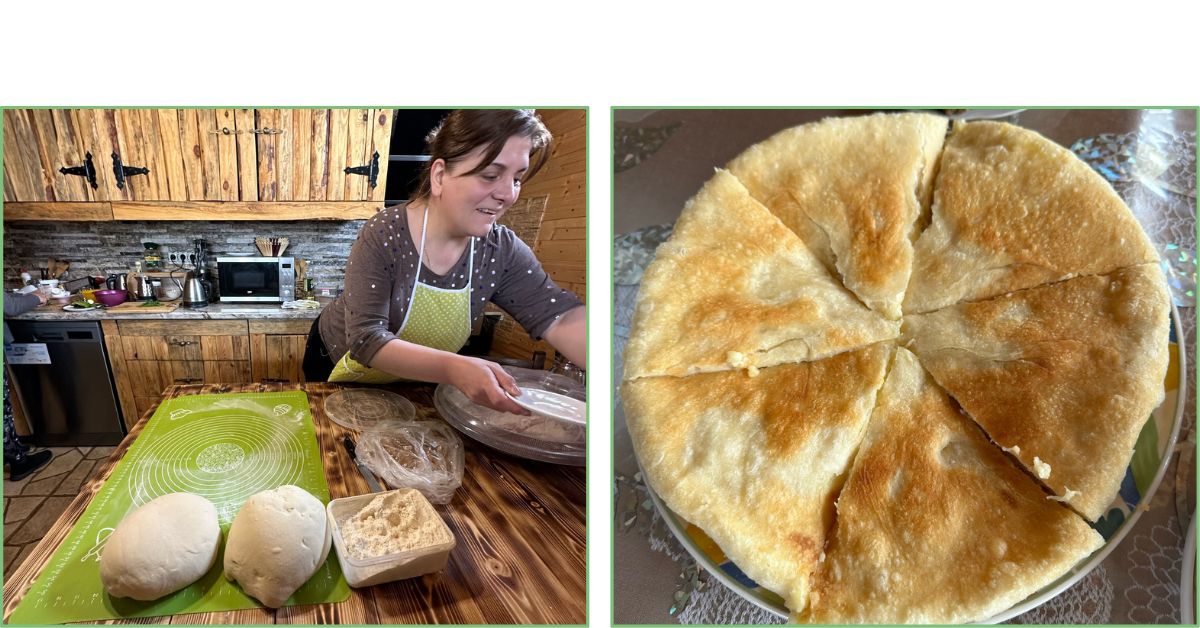 Woman preparing traditional Georgian Food in her kitchen.