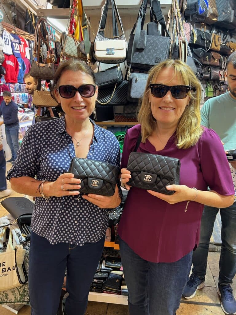 Two Women with Chanel Handbags in Istanbul Grand Bazzar