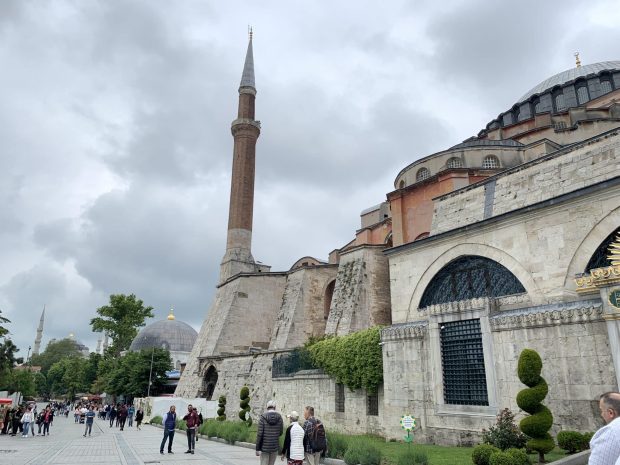 A side view of Hagia Sophia in Sultanahmet Square