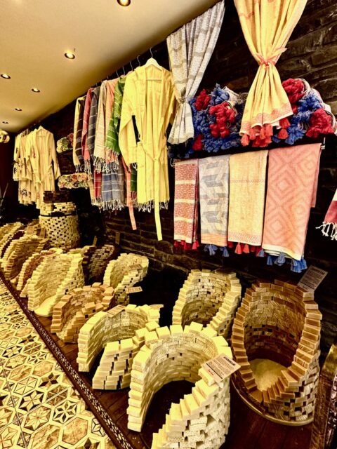 Towels, soap and scrubs at an Instanbul Hamman