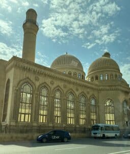 Uber service in front of Bibi Heybat Mosque Baku