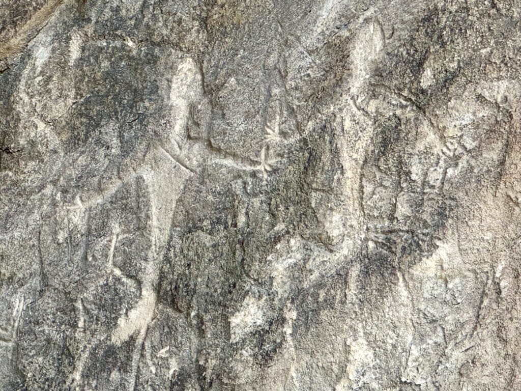 Petroglyphs of ancient people at Gobustan south of Baku.