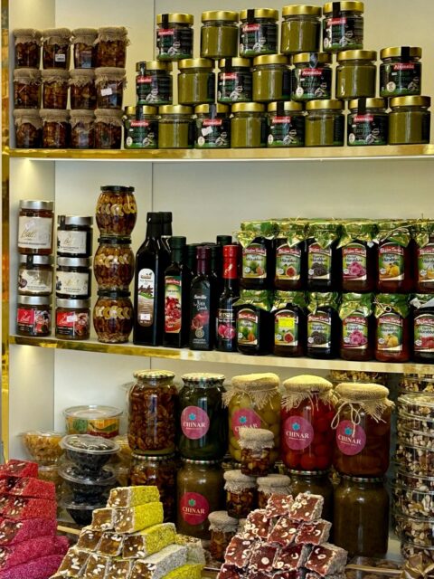 Shops sell traditional jams and confectionary