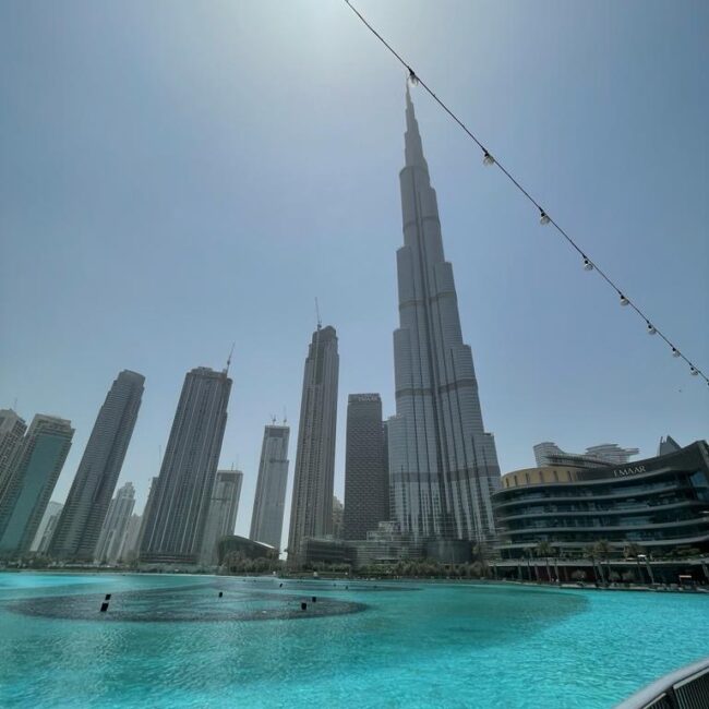 Azul blue pool in Dubai surrounded by skyscrapers is perfect for a romantic city destination.