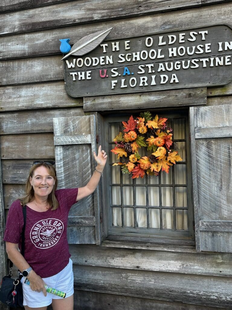 An old wooden schoolhouse in the middle of small town St Augustine is the oldest of its type in the USA. It is all made of wood.