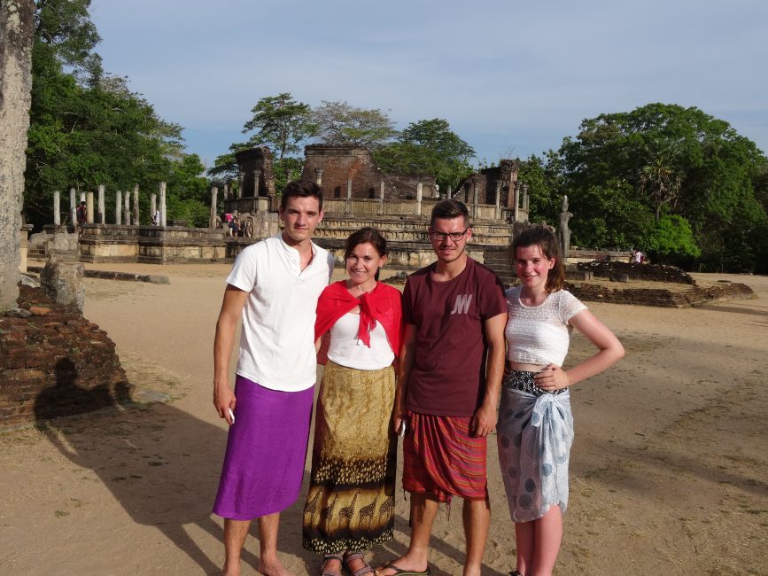 Wearing sarongs around ancient temples in Sri Lanka