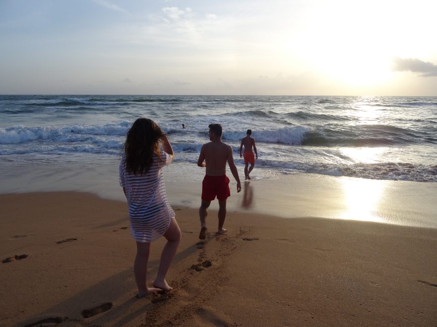 Beach at sunset in Bentota Sri Lanka