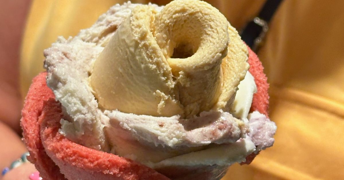 Ice cream cone shaped as a flower.